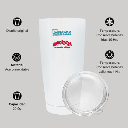 Termo Vaso Térmico 20 Oz Blanco Personalizable Logo