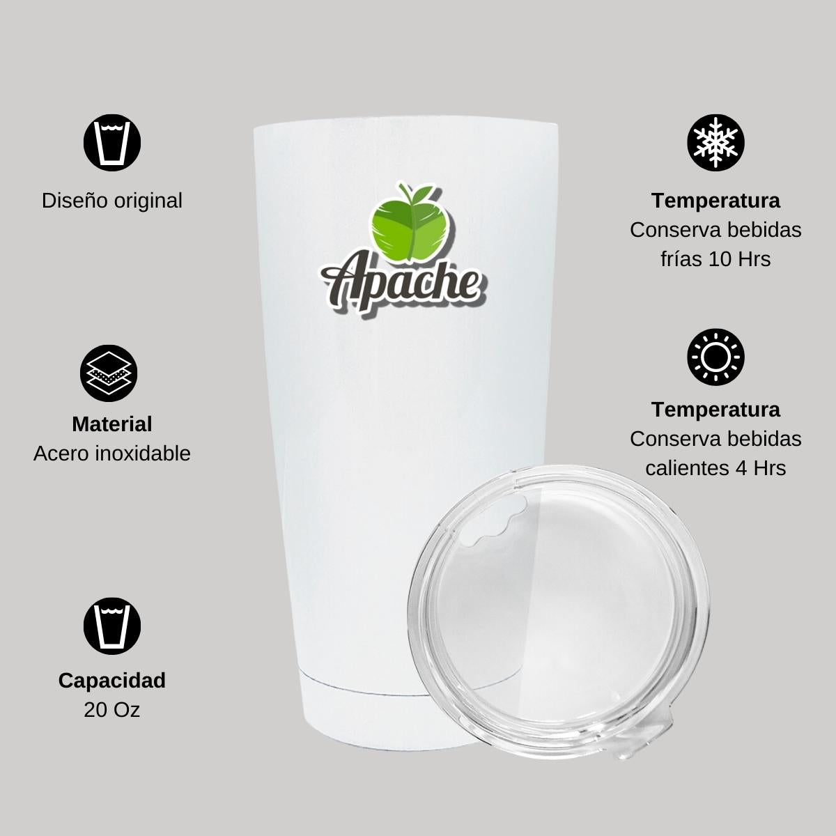 Termo Vaso Térmico 20 Oz Blanco Personalizable Logo