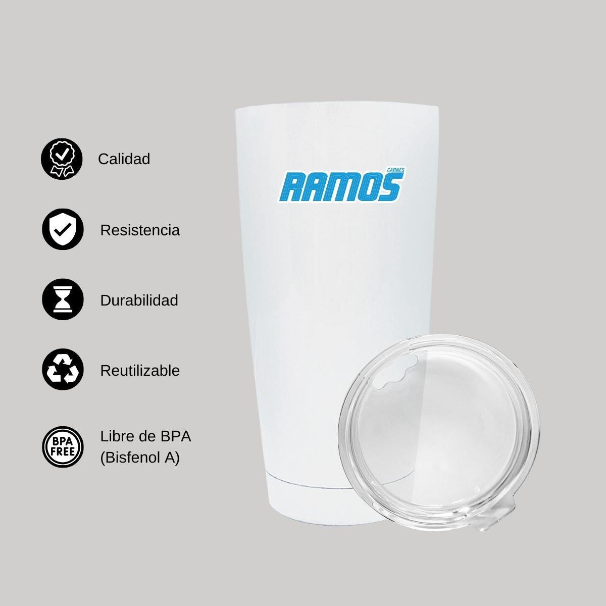 Termo Vaso Térmico 20 Oz Blanco Personalizable Logo