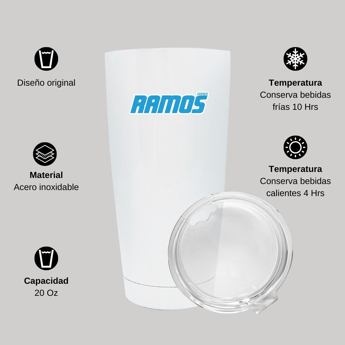 Termo Vaso Térmico 20 Oz Blanco Personalizable Logo