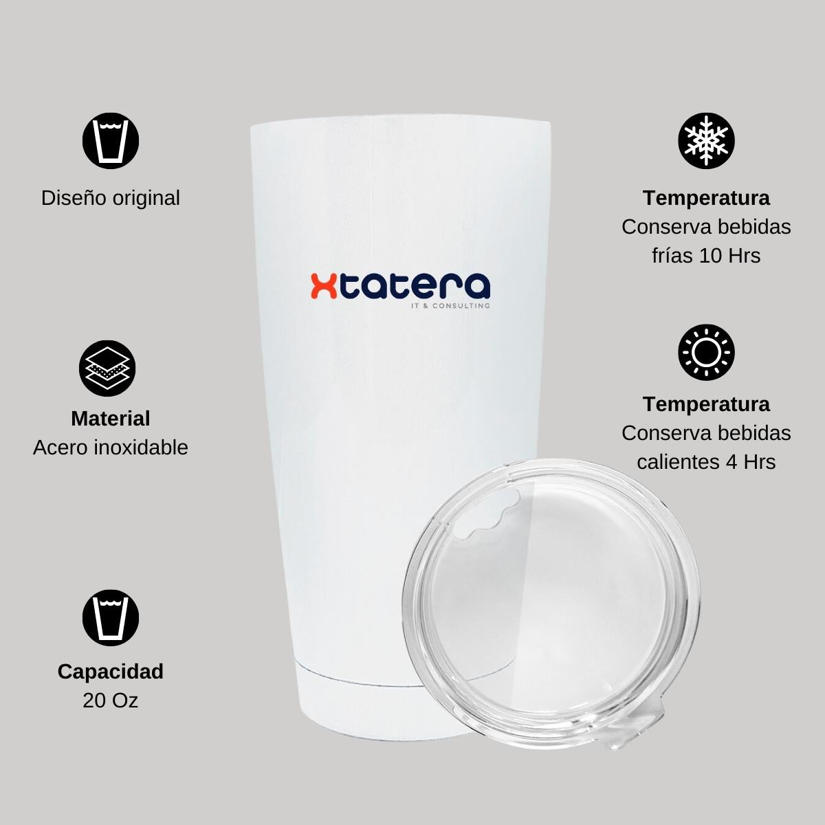 Termo Vaso Térmico 20 Oz Blanco Personalizable Logo