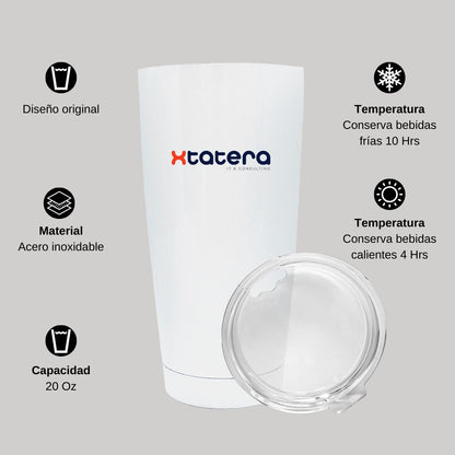 Termo Vaso Térmico 20 Oz Blanco Personalizable Logo