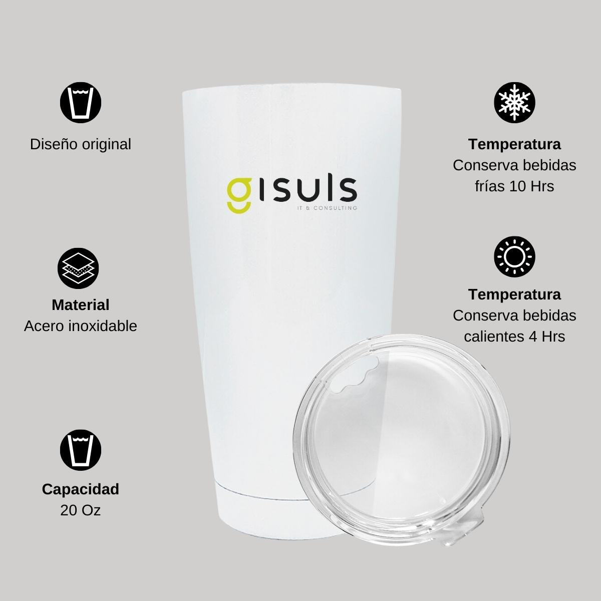 Termo Vaso Térmico 20 Oz Blanco Personalizable Logo