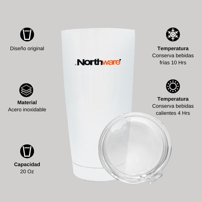 Termo Vaso Térmico 20 Oz Blanco Personalizable Logo