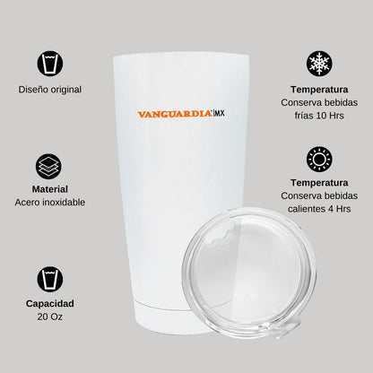 Termo Vaso Térmico 20 Oz Blanco Personalizable Logo