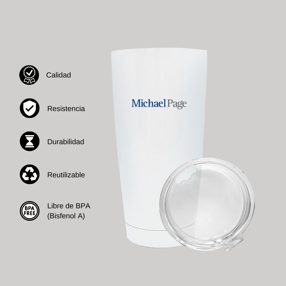 Termo Vaso Térmico 20 Oz Blanco Personalizable Logo