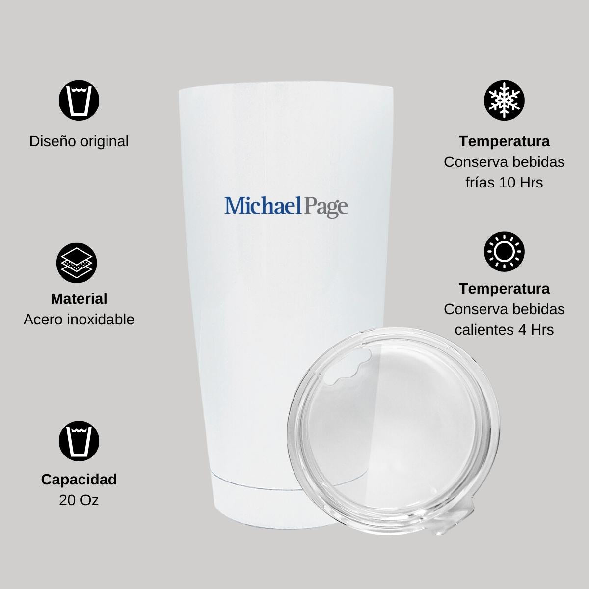Termo Vaso Térmico 20 Oz Blanco Personalizable Logo