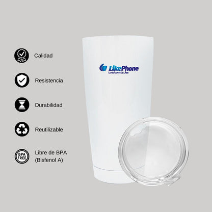 Termo Vaso Térmico 20 Oz Blanco Personalizable Logo