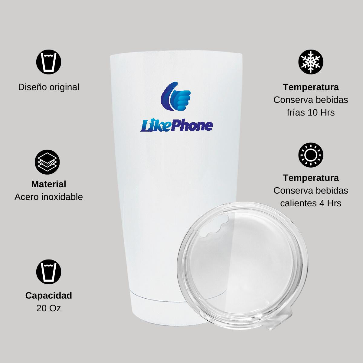 Termo Vaso Térmico 20 Oz Blanco Personalizable Logo