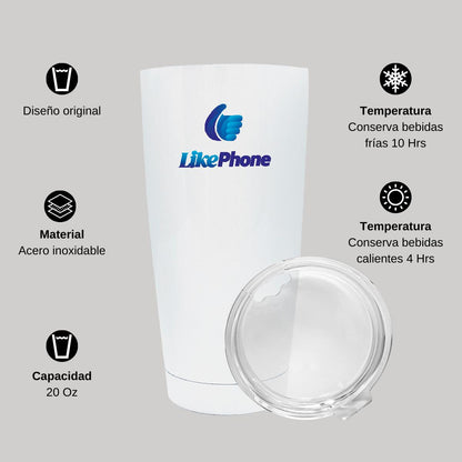 Termo Vaso Térmico 20 Oz Blanco Personalizable Logo