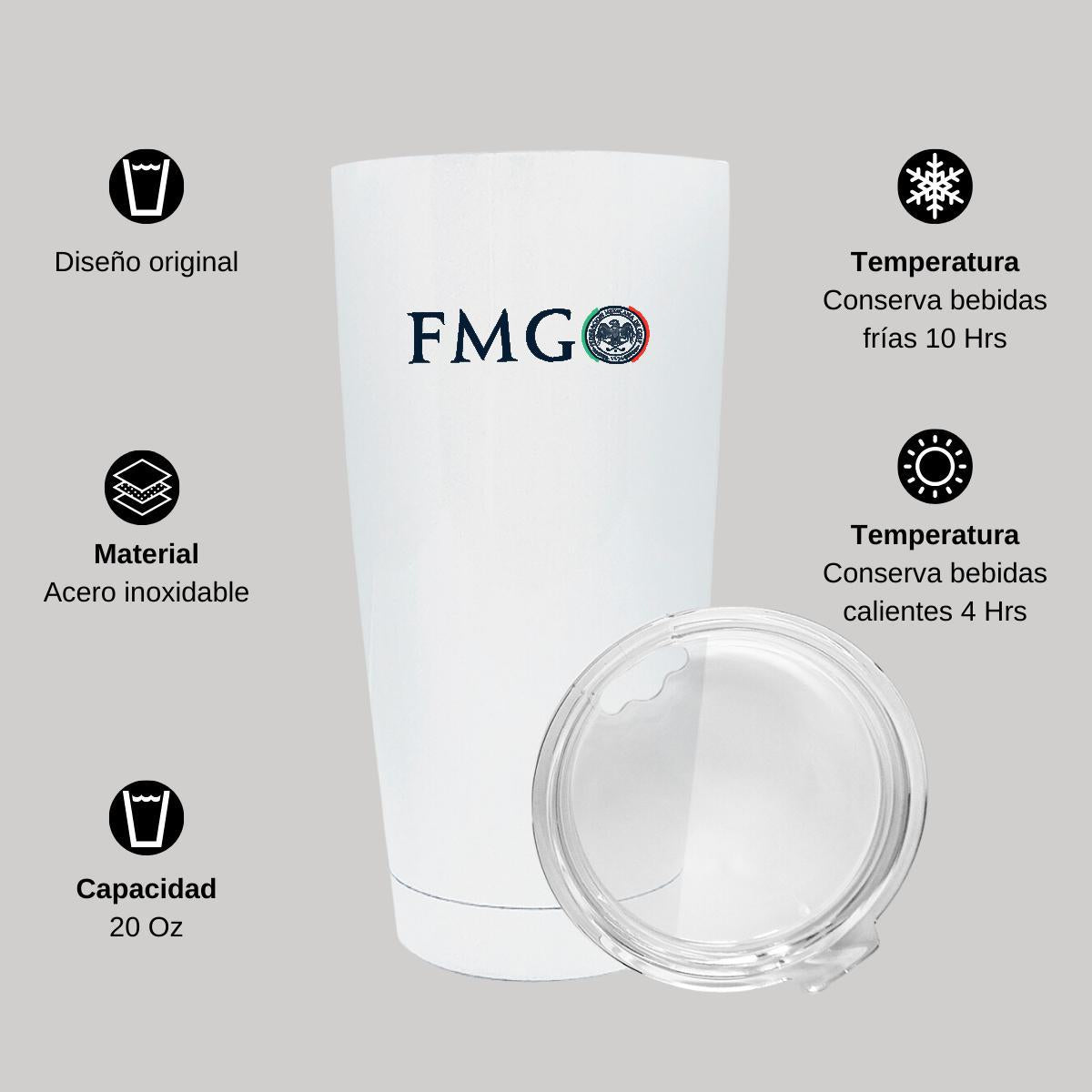 Termo Vaso Térmico 20 Oz Blanco Personalizable Logo