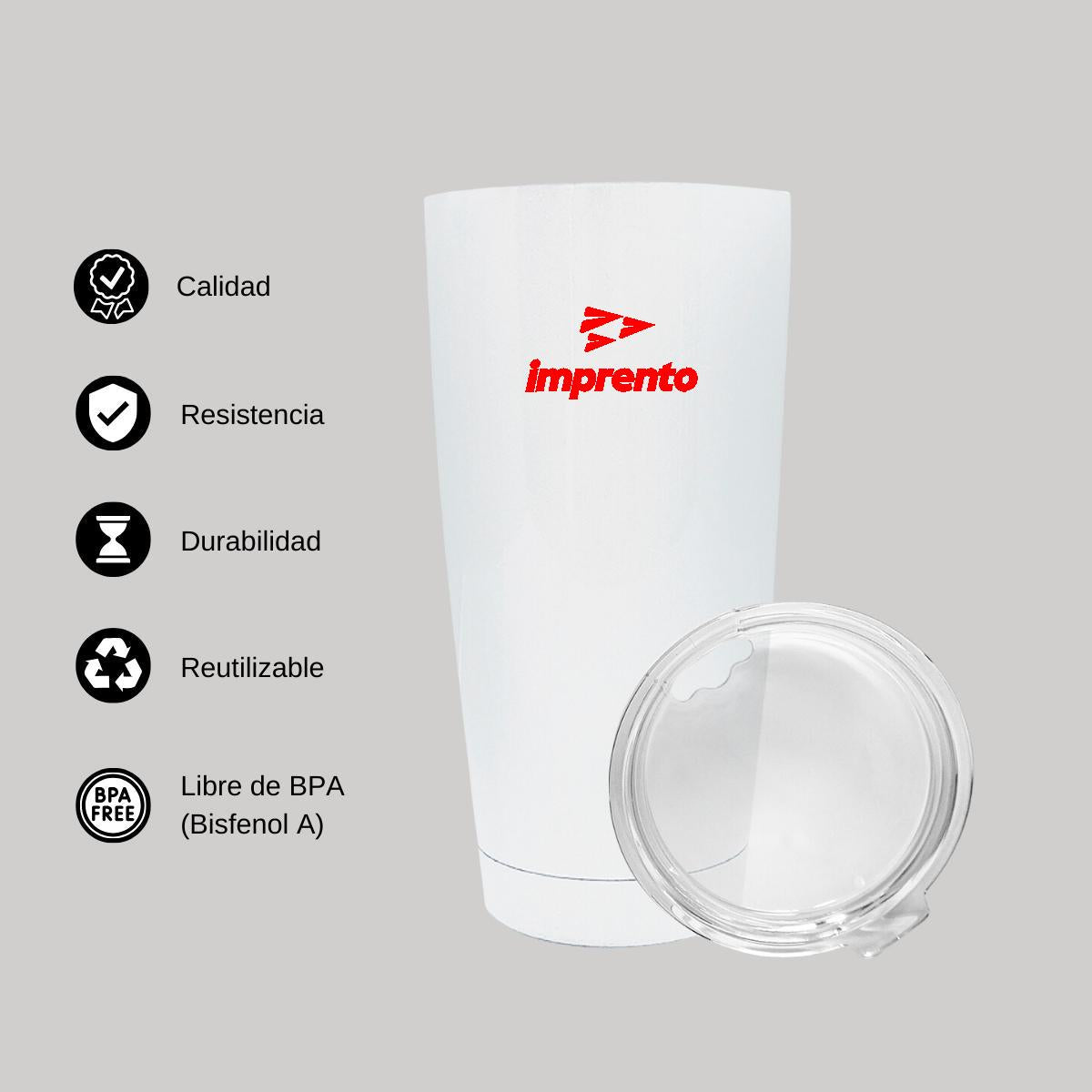 Termo Vaso Térmico 20 Oz Blanco Personalizable Logo