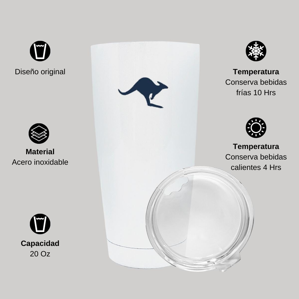 Termo Vaso Térmico 20 Oz Blanco Personalizable Logo