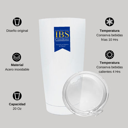 Termo Vaso Térmico 20 Oz Blanco Personalizable Logo