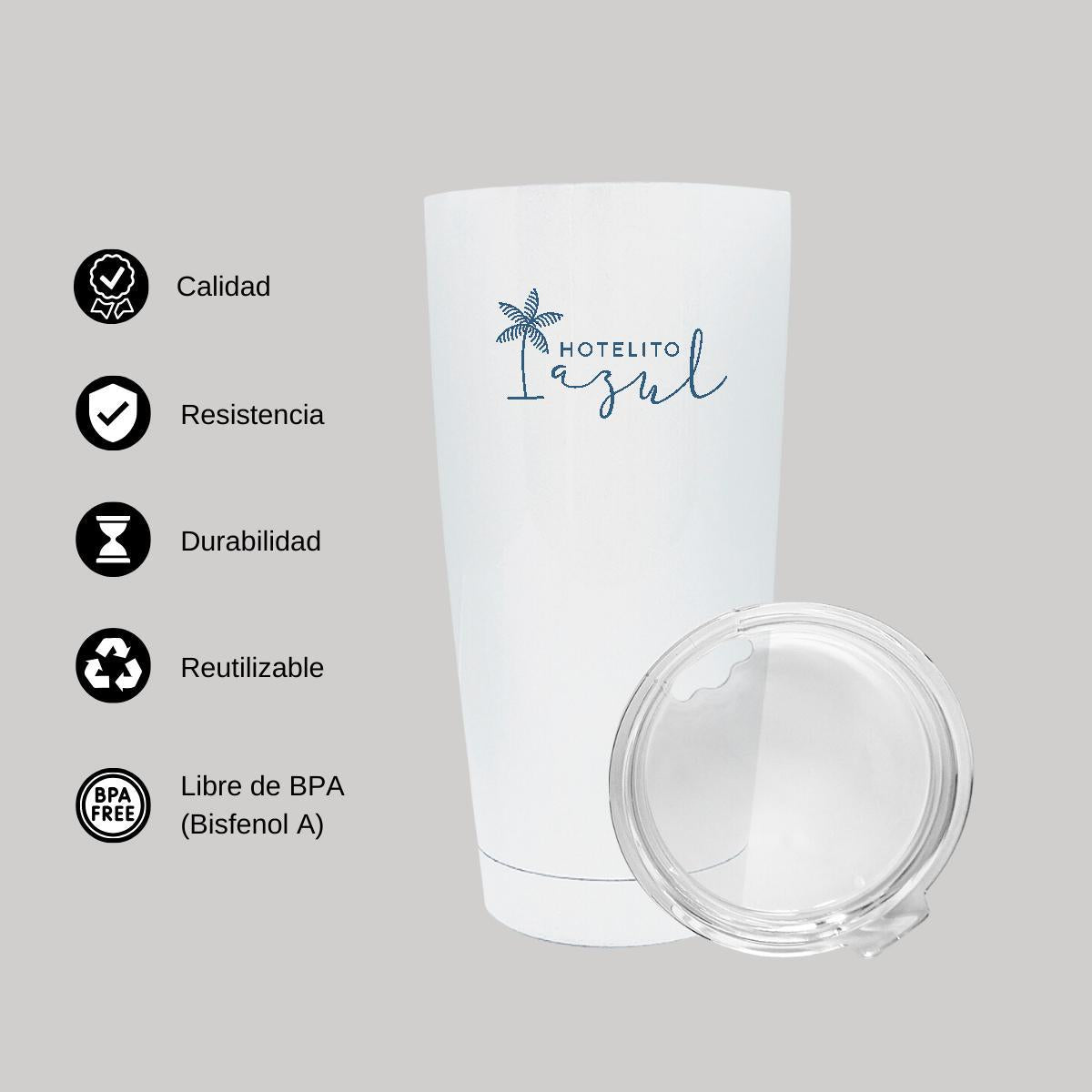 Termo Vaso Térmico 20 Oz Blanco Personalizable Logo