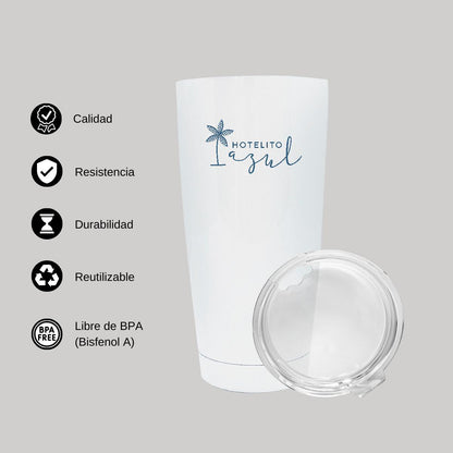 Termo Vaso Térmico 20 Oz Blanco Personalizable Logo
