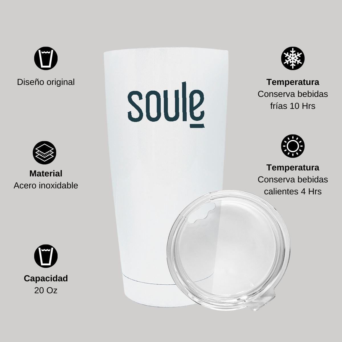 Termo Vaso Térmico 20 Oz Blanco Personalizable Logo