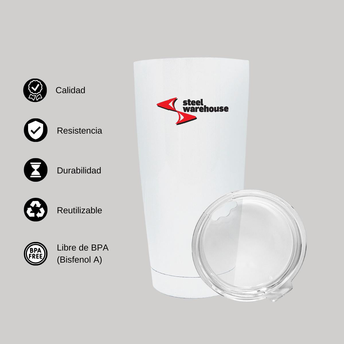 Termo Vaso Térmico 20 Oz Blanco Personalizable Logo