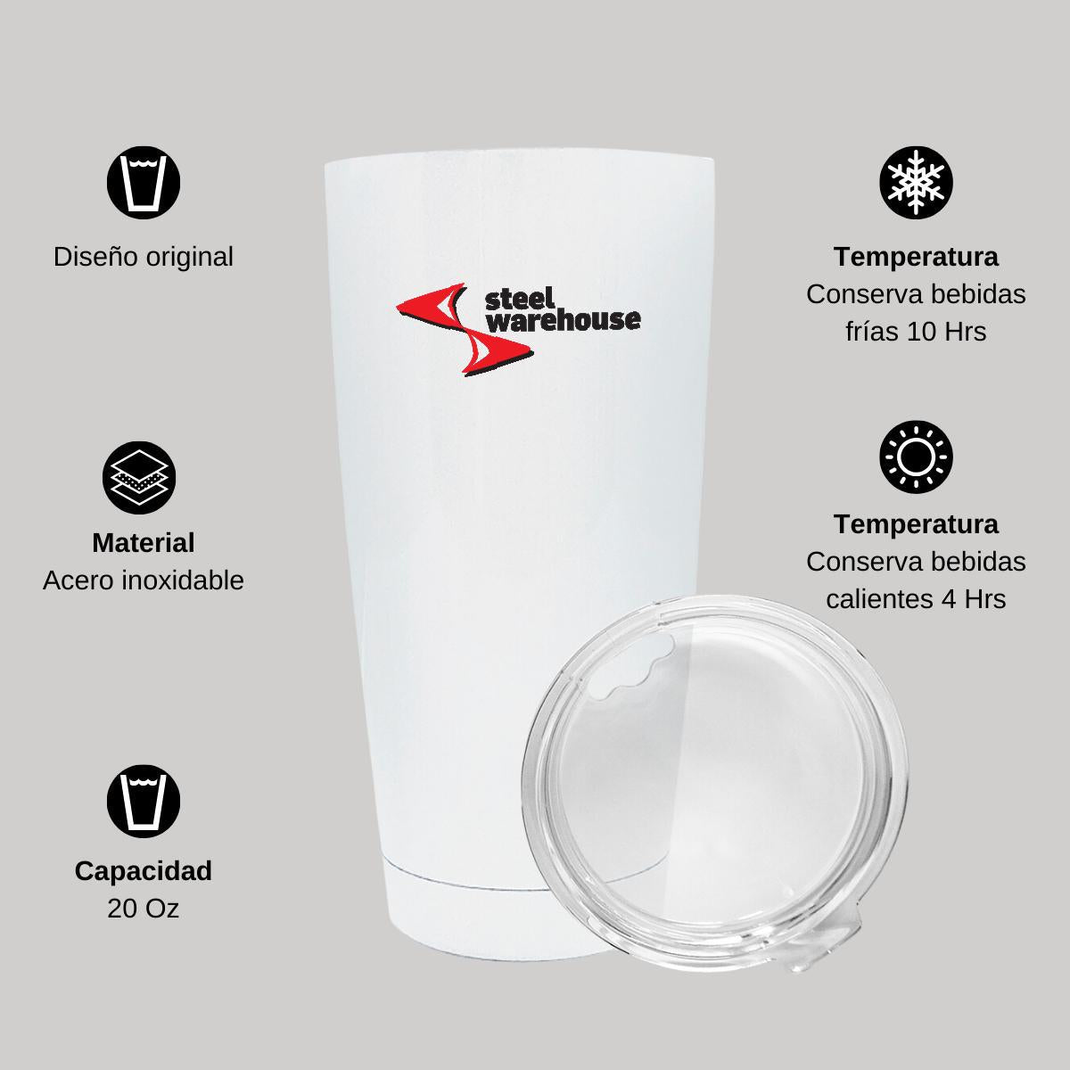 Termo Vaso Térmico 20 Oz Blanco Personalizable Logo