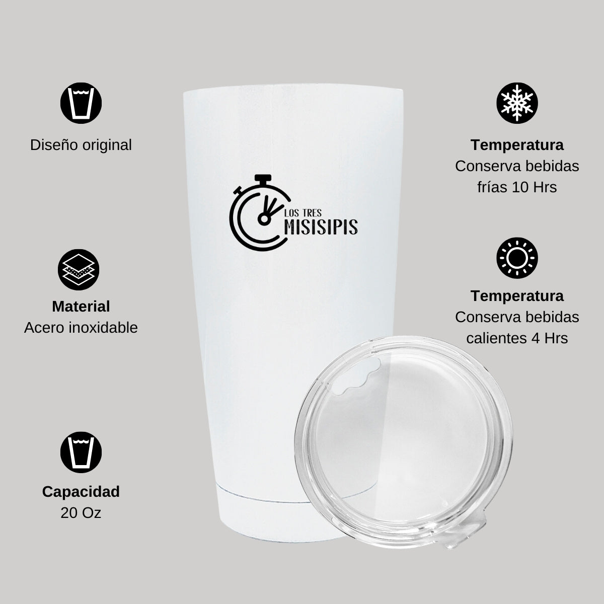 Termo Vaso Térmico 20 Oz Blanco Personalizable Logo