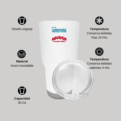 Termo Vaso Térmico 30 Oz Blanco Personalizable Logo