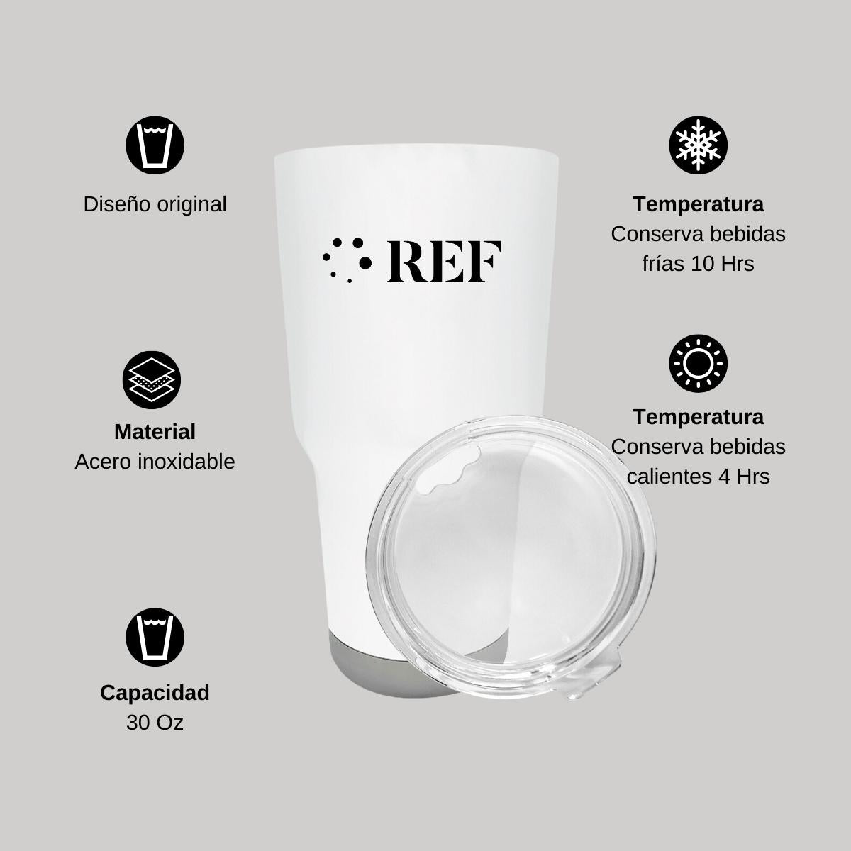 Termo Vaso Térmico 30 Oz Blanco Personalizable Logo
