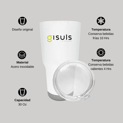 Termo Vaso Térmico 30 Oz Blanco Personalizable Logo