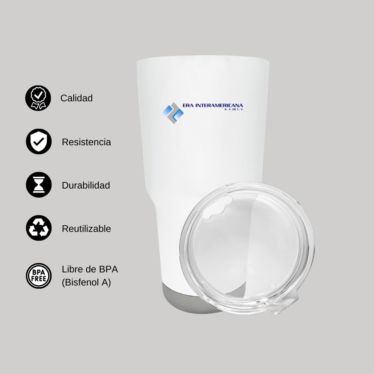 Termo Vaso Térmico 30 Oz Blanco Personalizable Logo