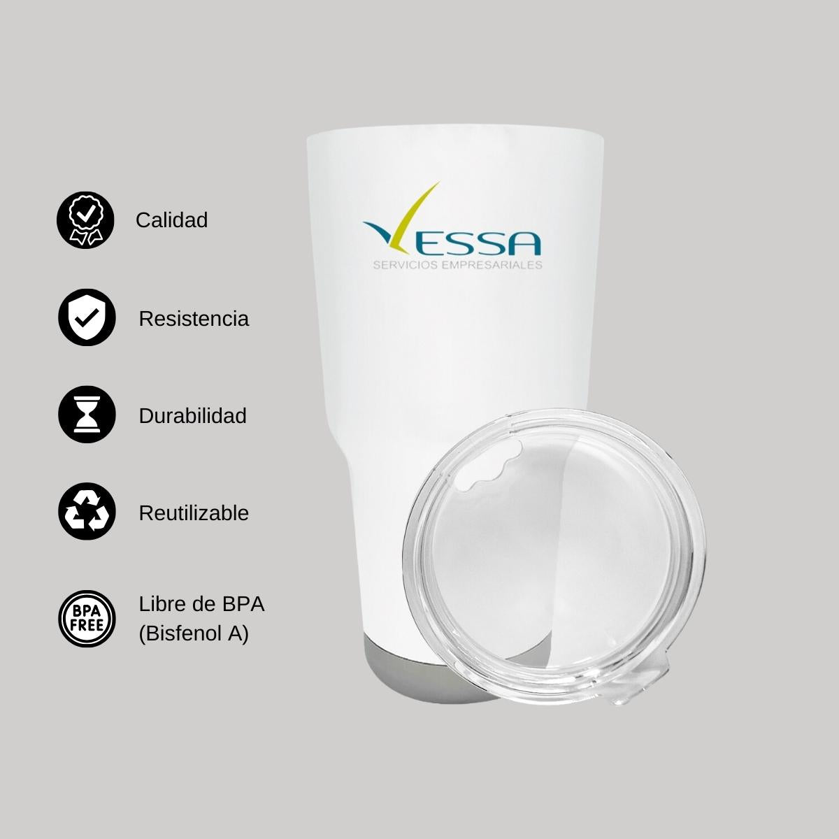 Termo Vaso Térmico 30 Oz Blanco Personalizable Logo