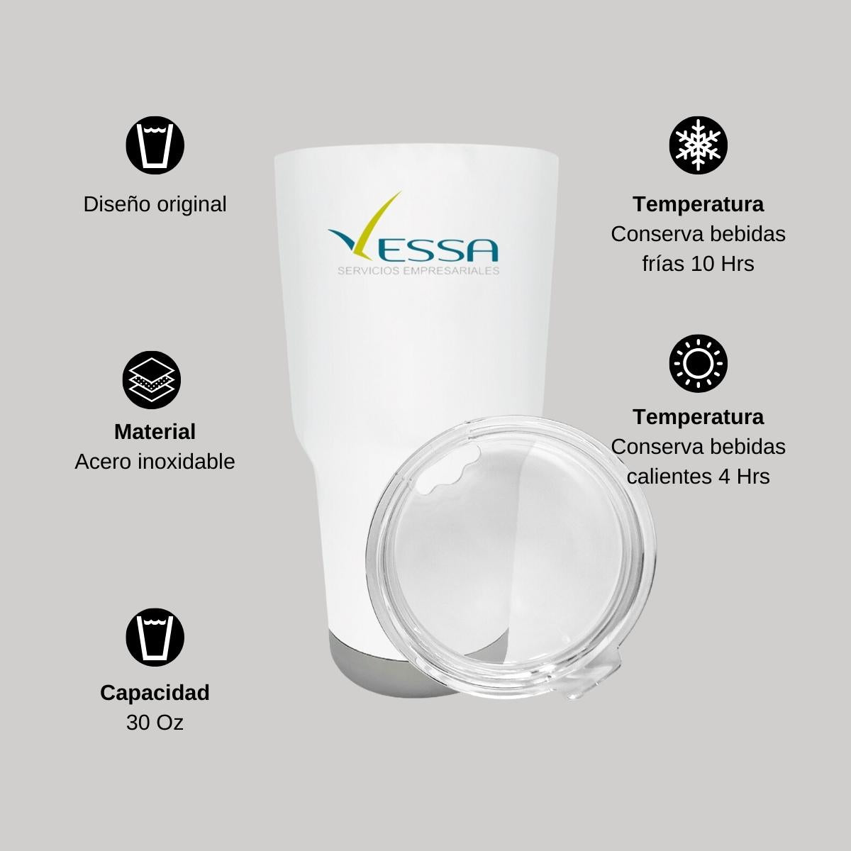 Termo Vaso Térmico 30 Oz Blanco Personalizable Logo