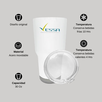 Termo Vaso Térmico 30 Oz Blanco Personalizable Logo