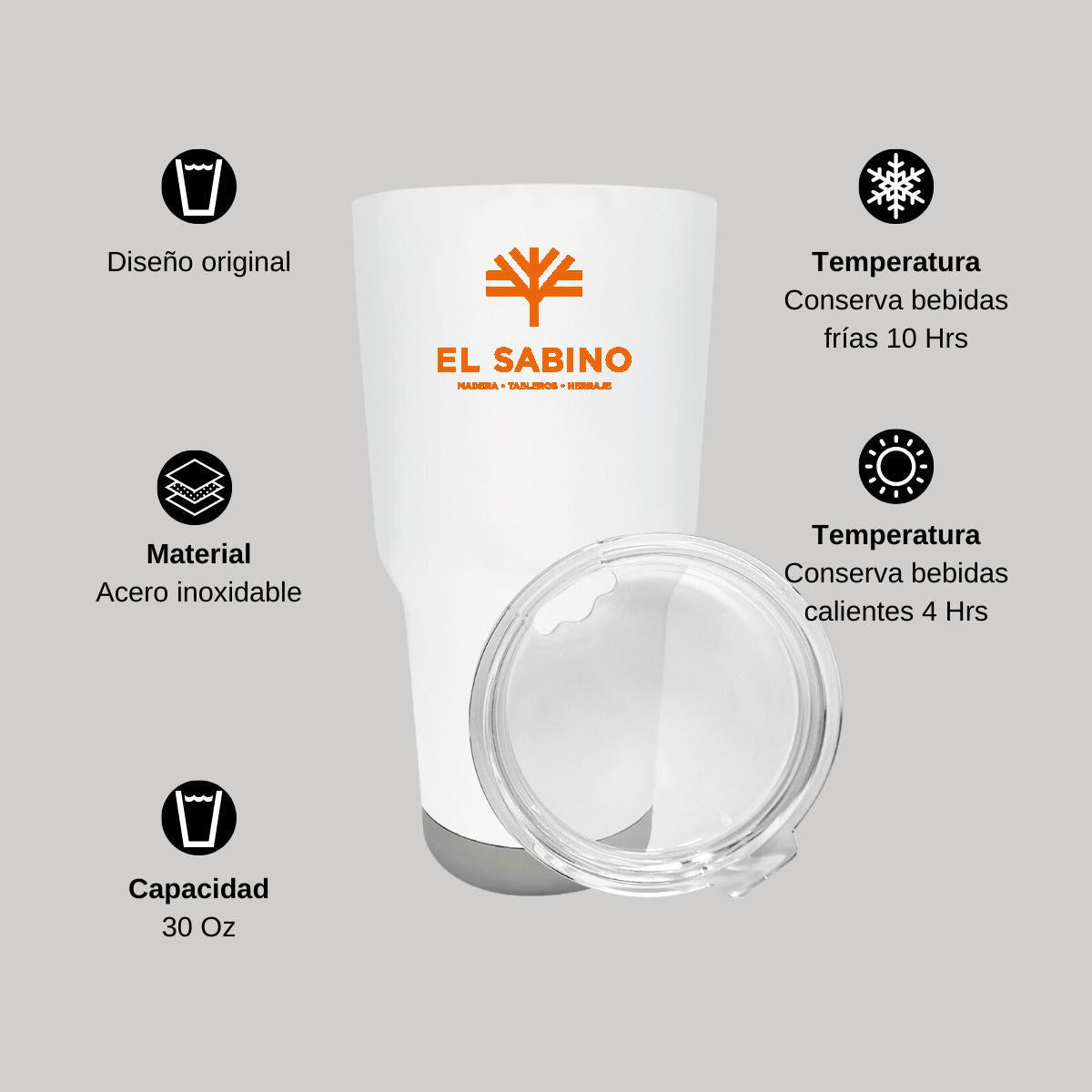 Termo Vaso Térmico 30 Oz Blanco Personalizable Logo