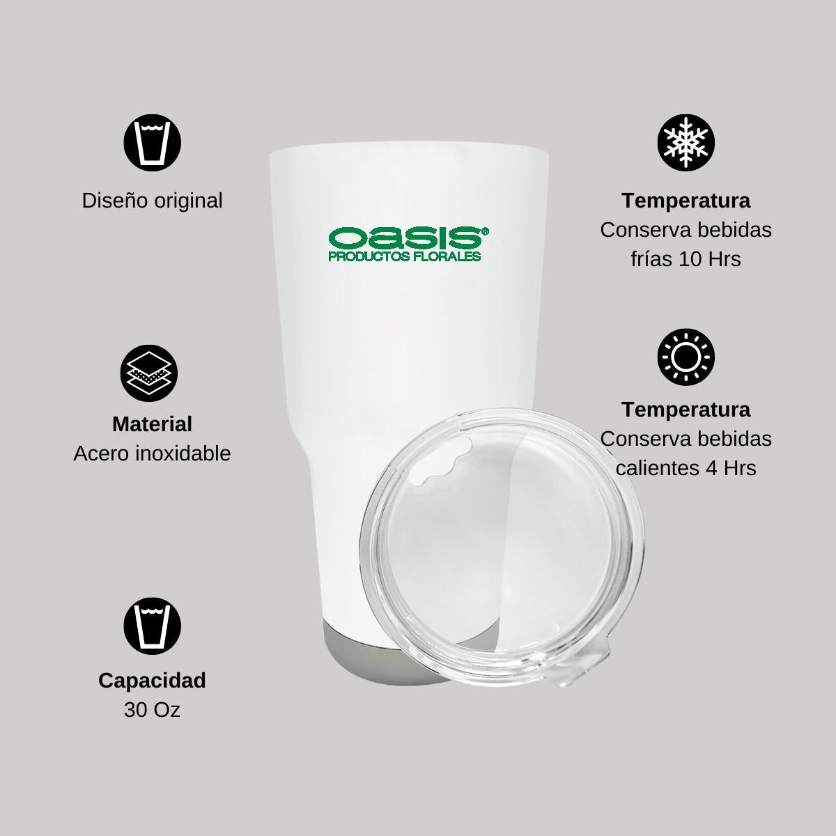 Termo Vaso Térmico 30 Oz Blanco Personalizable Logo