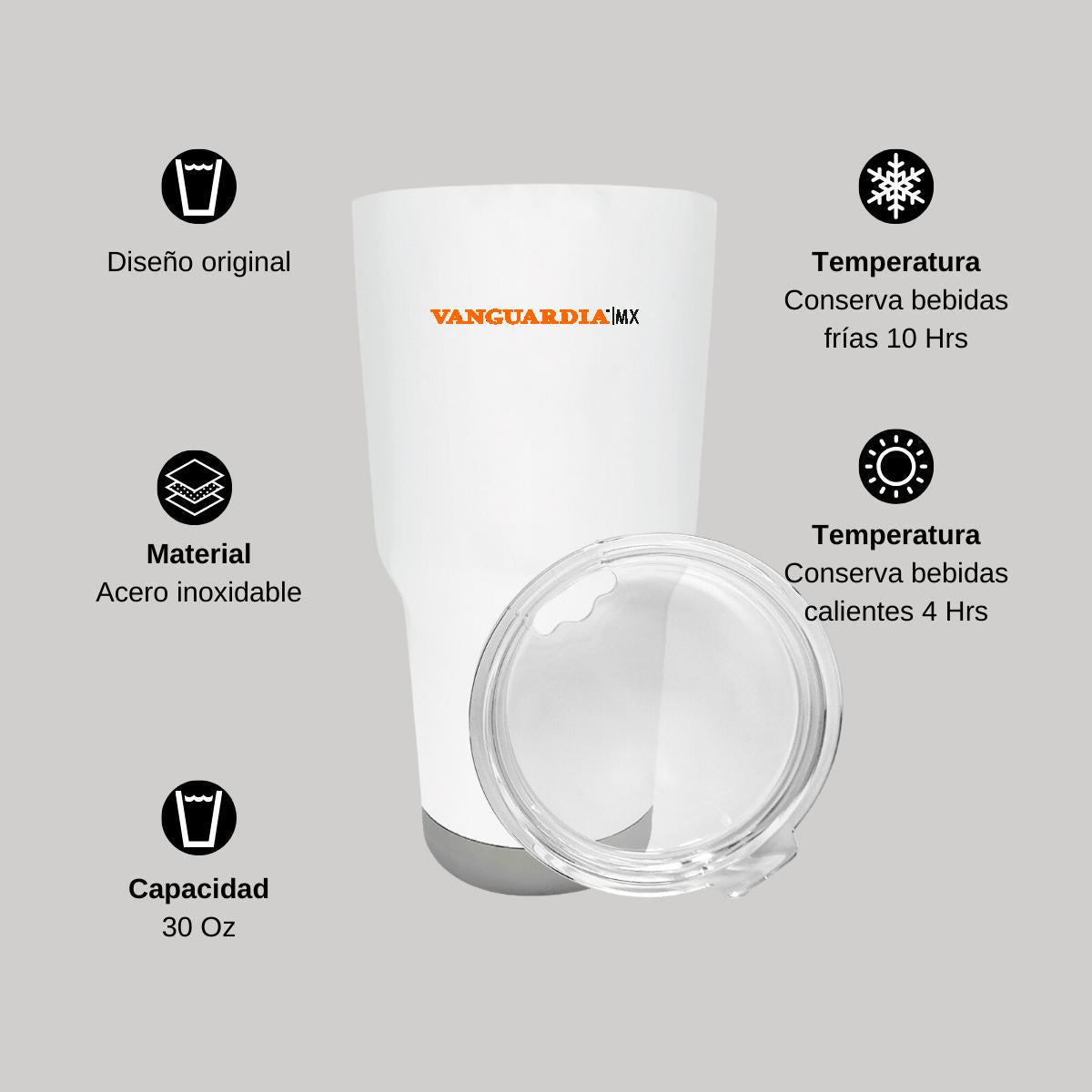 Termo Vaso Térmico 30 Oz Blanco Personalizable Logo