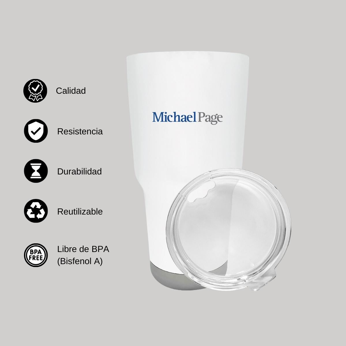 Termo Vaso Térmico 30 Oz Blanco Personalizable Logo