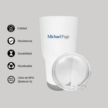 Termo Vaso Térmico 30 Oz Blanco Personalizable Logo