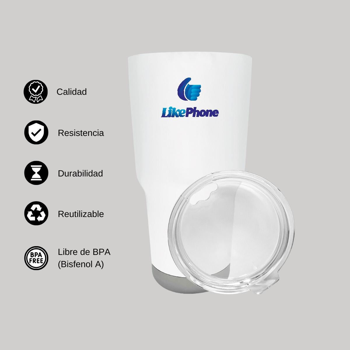 Termo Vaso Térmico 30 Oz Blanco Personalizable Logo