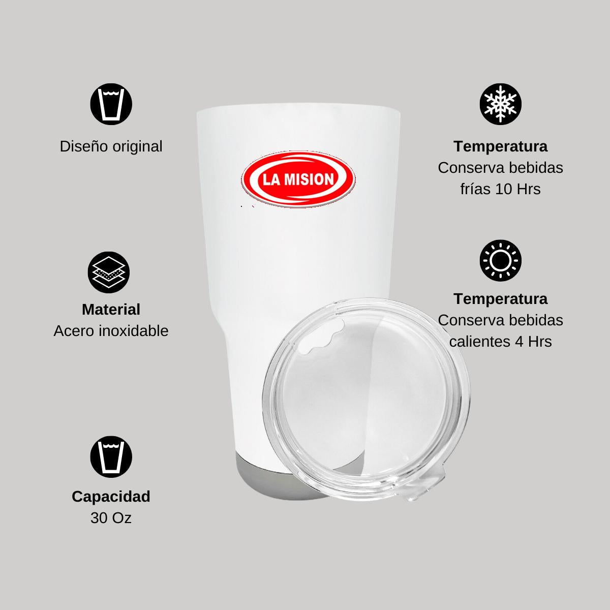 Termo Vaso Térmico 30 Oz Blanco Personalizable Logo