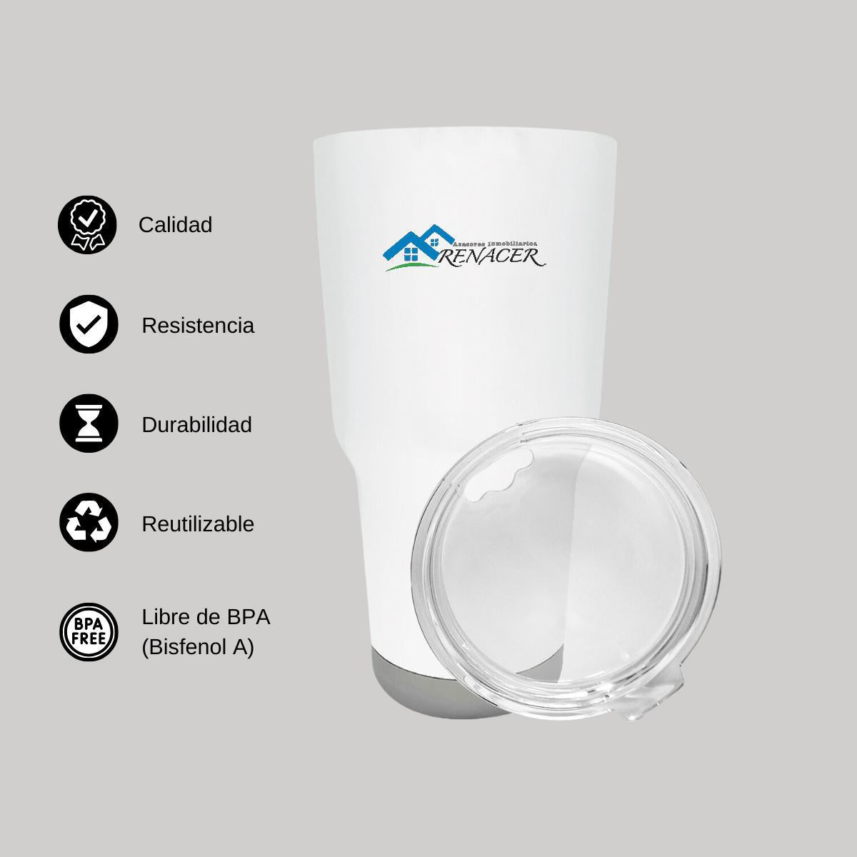 Termo Vaso Térmico 30 Oz Blanco Personalizable Logo