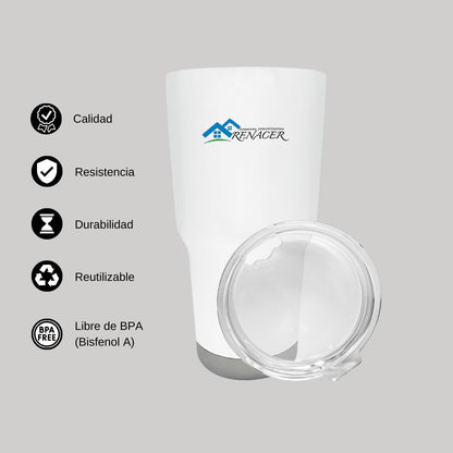 Termo Vaso Térmico 30 Oz Blanco Personalizable Logo