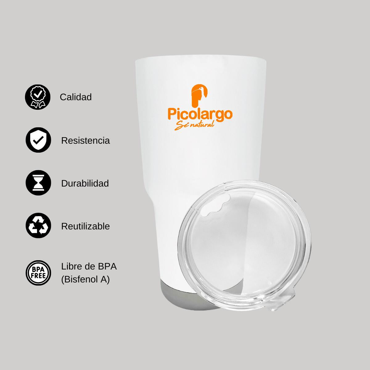 Termo Vaso Térmico 30 Oz Blanco Personalizable Logo