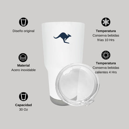 Termo Vaso Térmico 30 Oz Blanco Personalizable Logo