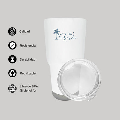 Termo Vaso Térmico 30 Oz Blanco Personalizable Logo