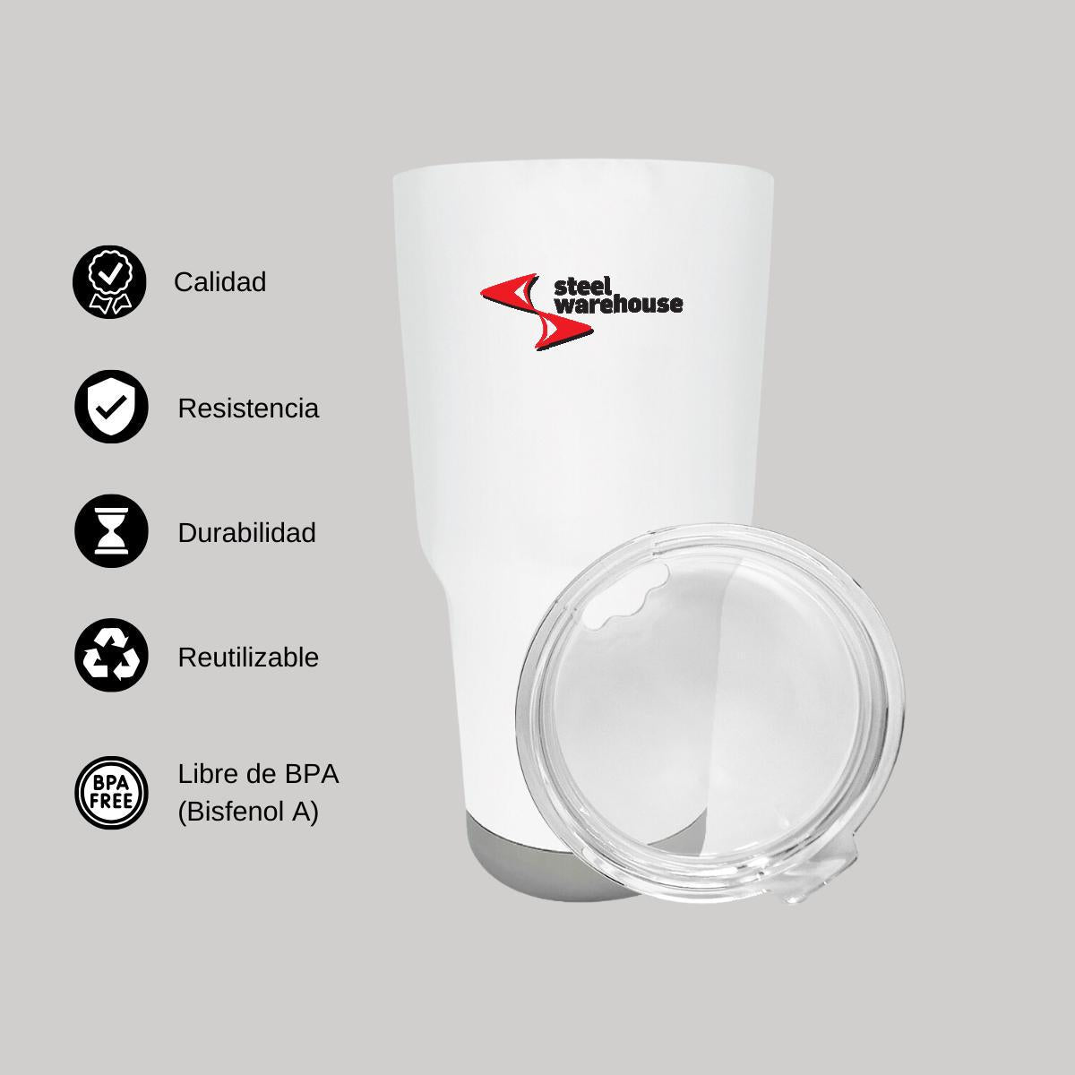 Termo Vaso Térmico 30 Oz Blanco Personalizable Logo