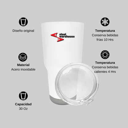 Termo Vaso Térmico 30 Oz Blanco Personalizable Logo