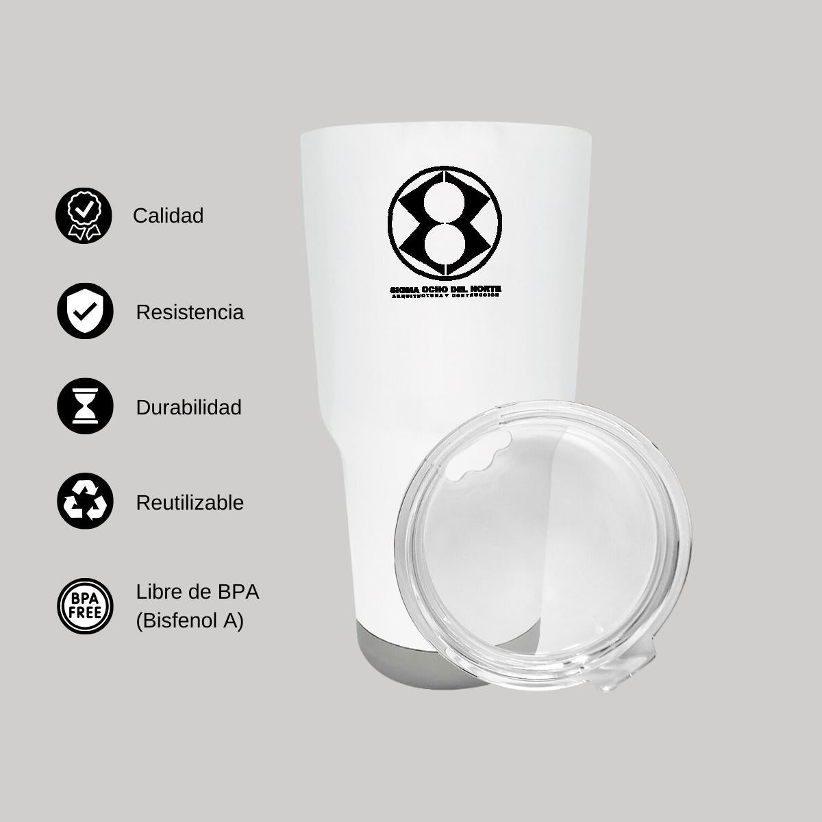 Termo Vaso Térmico 30 Oz Blanco Personalizable Logo