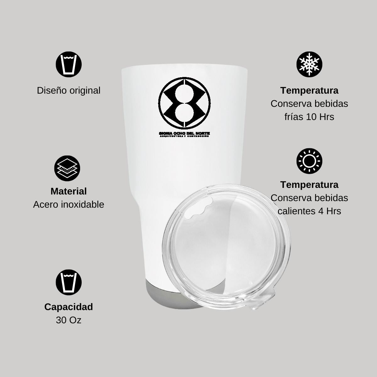Termo Vaso Térmico 30 Oz Blanco Personalizable Logo