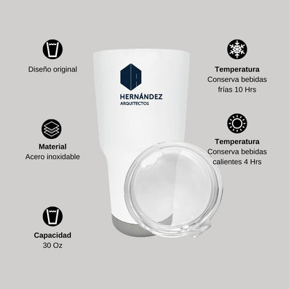 Termo Vaso Térmico 30 Oz Blanco Personalizable Logo