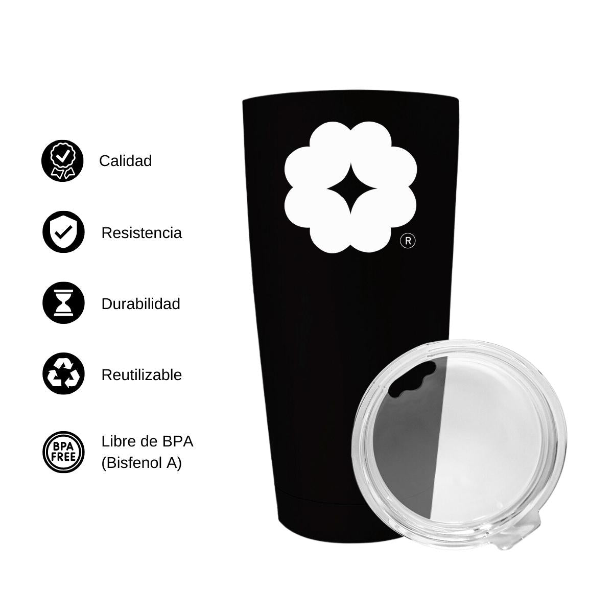 Termo Vaso Térmico 20 Oz Negro Logo Personalizable
