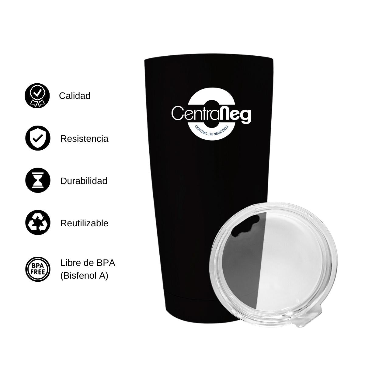 Termo Vaso Térmico 20 Oz Negro Personalizable Logo